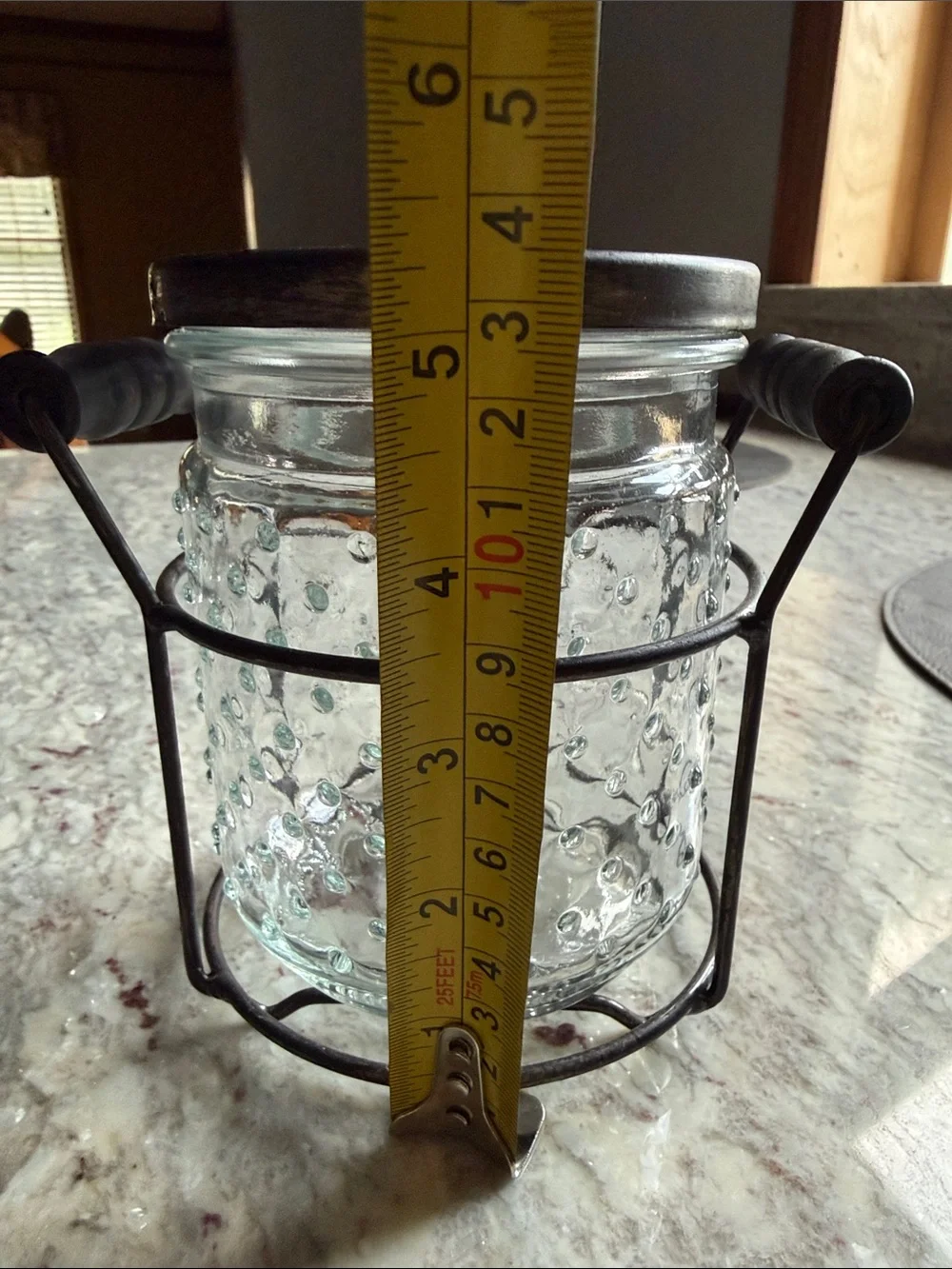Farmhouse -style Hobnail Glass Floral Jar Vase With Handled Srand
